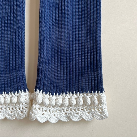 Staud Knit Pants with Crochet Trim in Navy - Picture 9 of 15